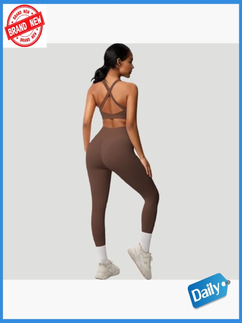 3 Piece Workout Set: Zip-Up Jacket, Sports Bra & High-Waist Leggings, Stretchy - Picture 6 of 7